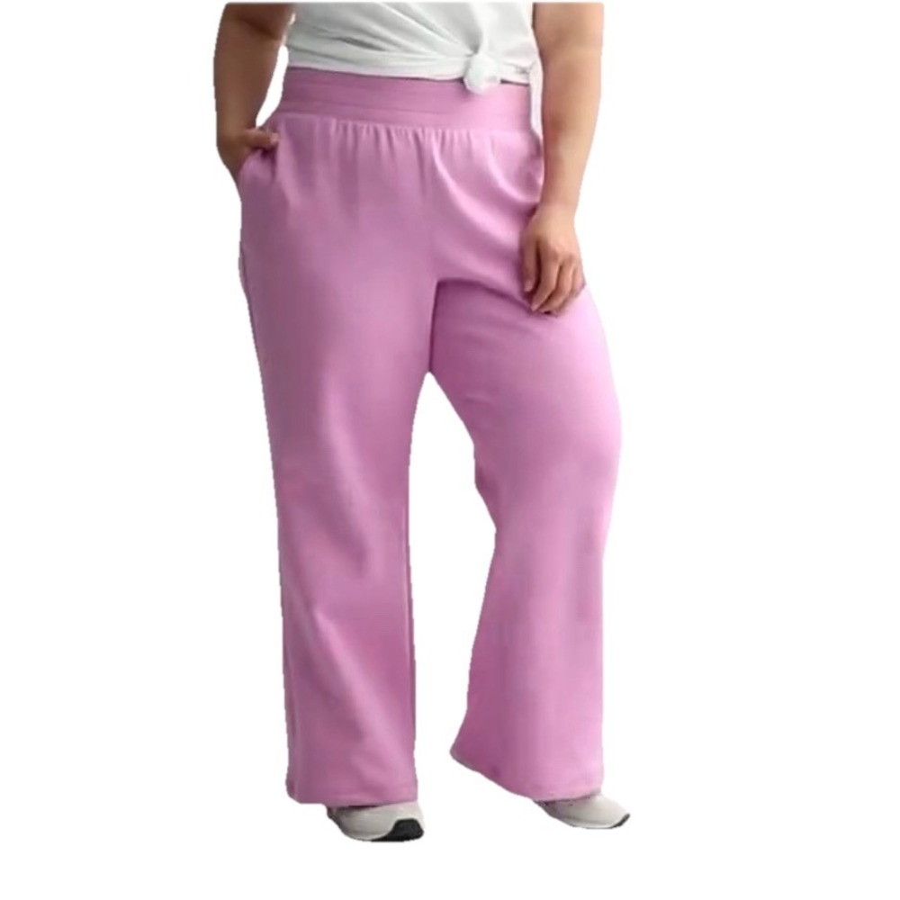 NWT PURPLE Tek Gear Women's 4X High Rise Wide Leg Ultrasoft Fleece Sweat Pant